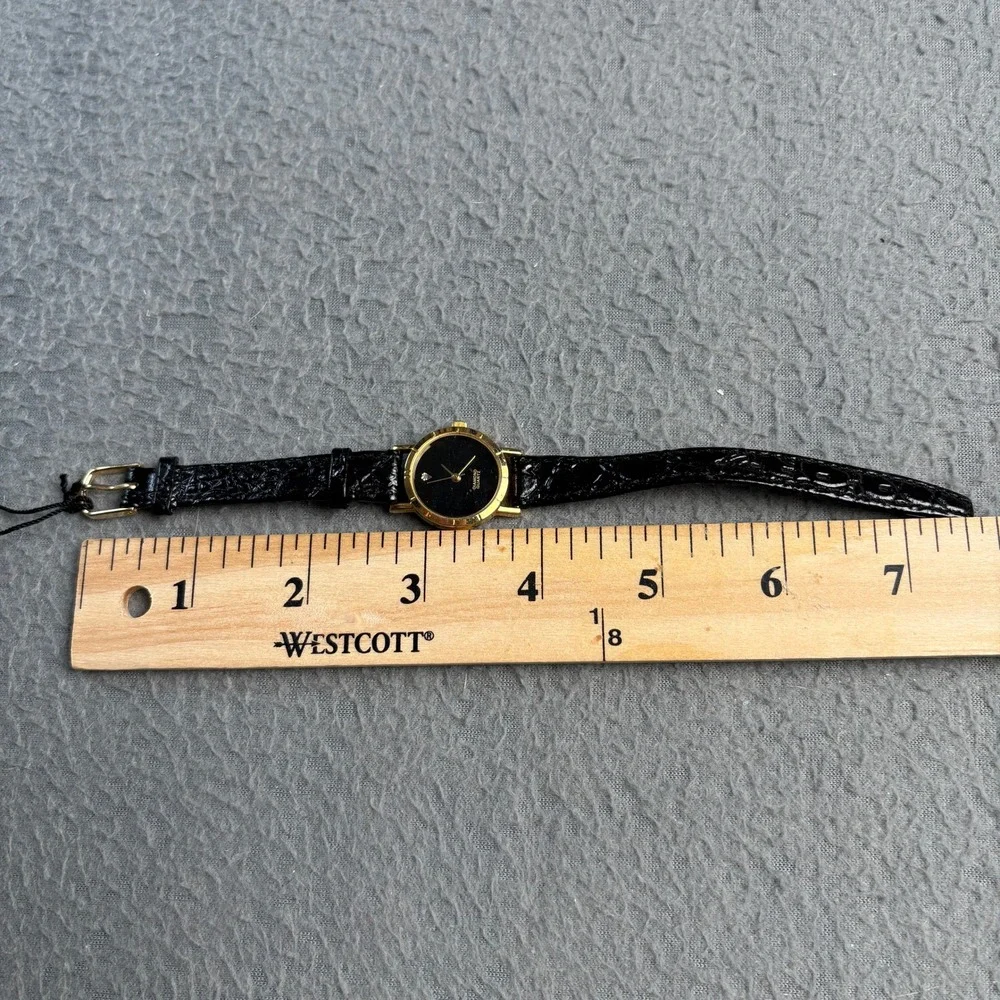 Generation Diamond Quartz Watch Gold Tone Black Dial Genuine Diamond Japan Movt